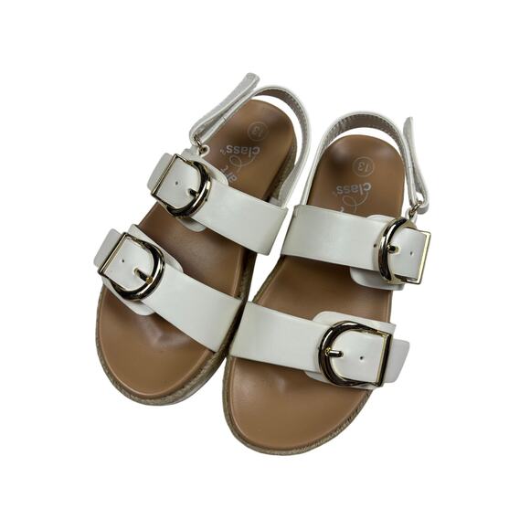 Girls Cat & Jack White Double Buckle Sandals Size 13 Slingback Espadrille - Picture 1 of 6